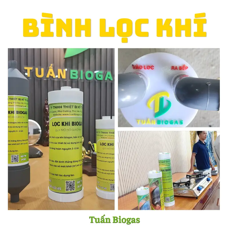 Bình Lọc Khí Biogas 3kg Tuấn Biogas: Giải Pháp Khử Mùi Hôi H₂​S, Bảo Vệ Sức Khỏe Người Nội Trợ